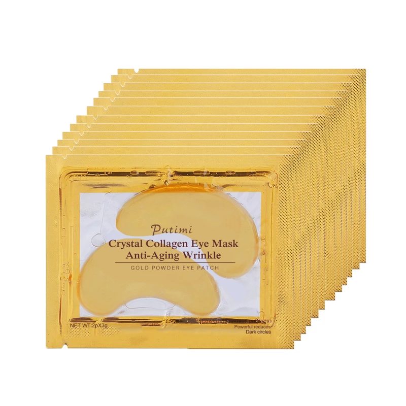 

10Pcs=5Packs 24k Gold Crystal Collagen Eye Mask Anti Aging Eye Patch Dark Circles Puffiness Moisturizing Eyes Masks Gel Eye Pads