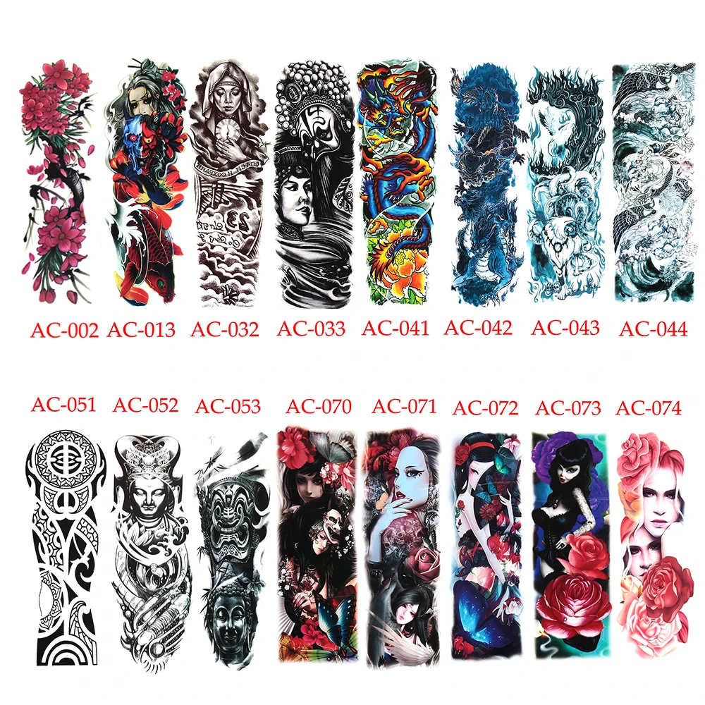

1Pc Sexy Waterproof Temporary Tattoo Sticker Full Arm Sleeve Large Skull Tatoo Stickers Fake Tattoos for Men Women Body Art