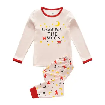 

SHOOT FOR THE MOON - Pink Cat Pajamas Set, Girls Lingerie Cotton Housecoat Kids Funny Clothing