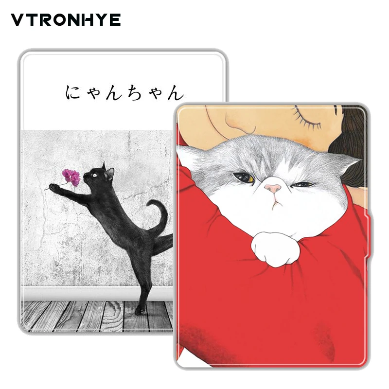 

Case for Amazon Kindle Paperwhite 1/2/3 Cover Lovely Flower&Cat Design Skin Auto Wake Up/Sleep 6 Inch Case with Screen Protector