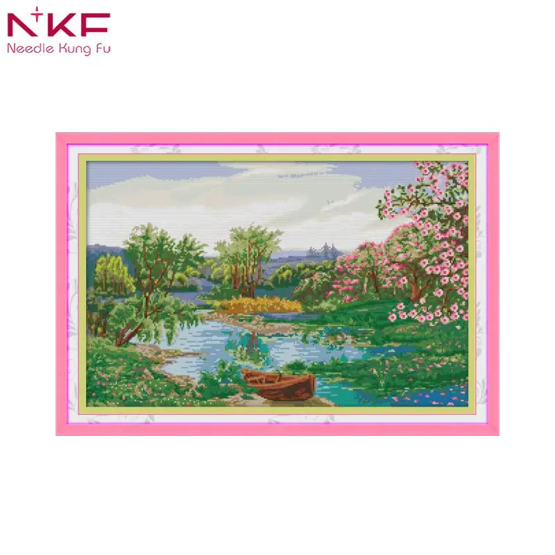 

NKF 2018 New Arrival The spring of the creek pattern DMC 14CT11CT chinese Cross Stitch Needlework Sets Embroidery kit Home decor