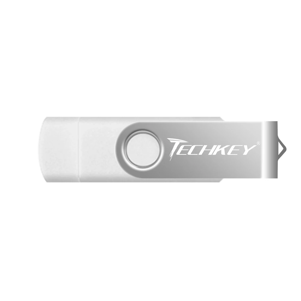 OTG Usb флеш-накопитель Techkey 8 ГБ 16 ГБ 32 ГБ флеш-накопитель 64 ГБ 128 ГБ флешка для мобильного телефона, флеш-карта памяти, многофункциональная флешка - Цвет: silver