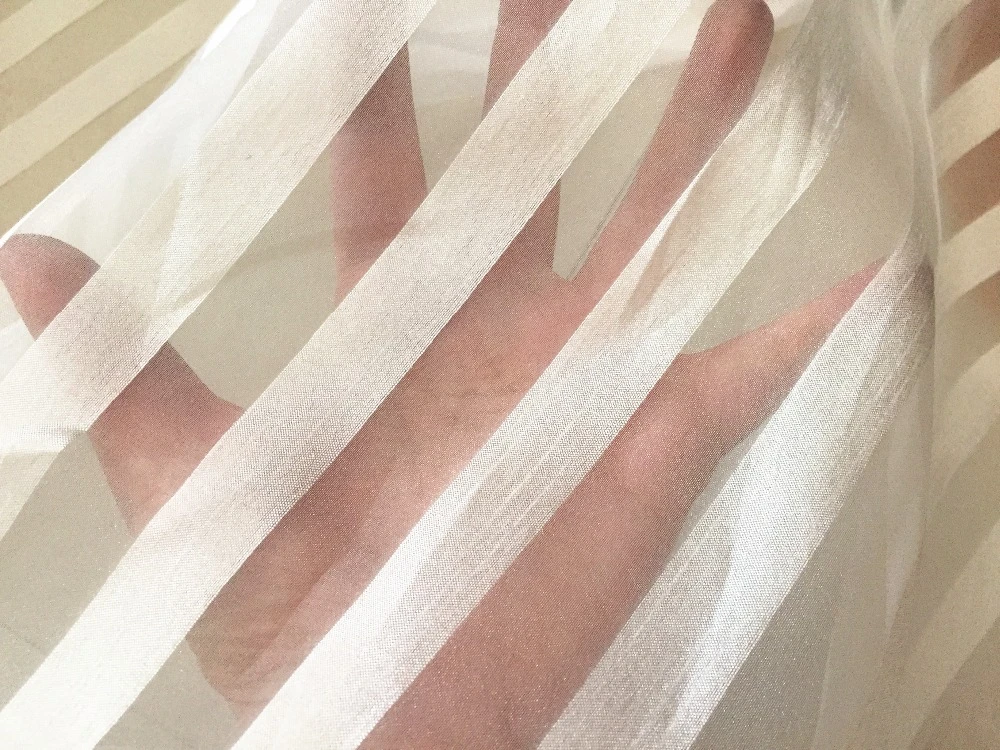 Green Silk Organza Gaufr\u00e9 Vertical Stripes in Lurex Silver 100/% Silk Haute couture fabric fabrics France French 1mx 1,30cm Gold
