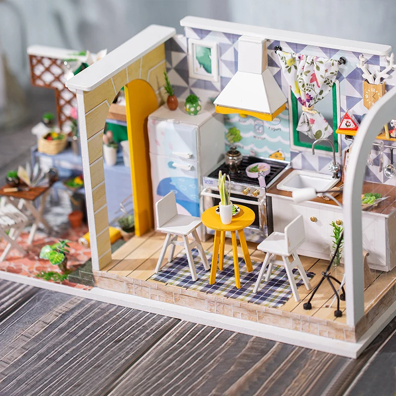 Кукольный дом ручной работы мебель Miniatura Diy кукольные домики миниатюрный кукольный домик кухня деревянные игрушки для детей подарок на день рождения