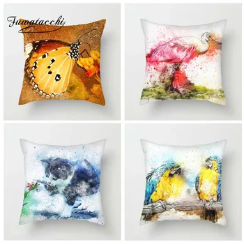 

Fuwatacchi Annimal Style Cushion Cover Poppy Cat Parrot Printed Pillow Cover Rooster Flamingo Decorative Pillows For Sofa Car
