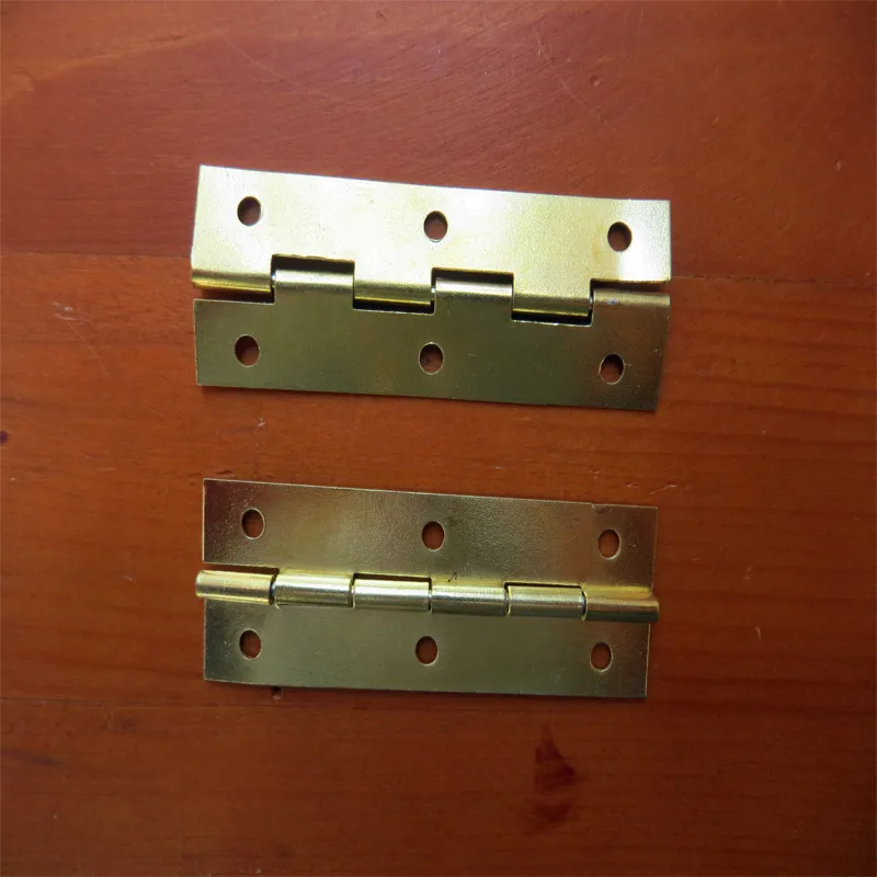 40pcs 60 20mm Yellow Metal Cabinet Door Luggage Mini Hinge 6 Holes