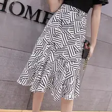 Летняя новая Асимметричная юбка-годе с оборками/юбка русалки трапециевидная длинная свободная полосатая модная женская юбка для ноутбука