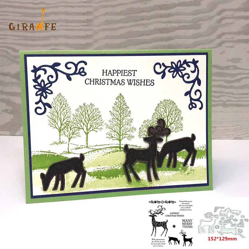 

Christmas reindeer blessing Metal cutting dies and stamps For Scrapbooking Embossing Decorative Crafts DIY Paper Cards New 2019