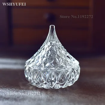 

Crystal Glass Candy Cans Water Drop Cute European Creative Diamonds Candy Jar Jewelry Storage Boxes Glass Trinket Canisters