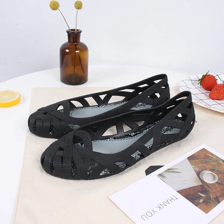 Melissa/женские прозрачные сандалии; коллекция года; дышащие гелевые сандалии для родителей и детей; пляжные шлепанцы для девочек - Цвет: Черный