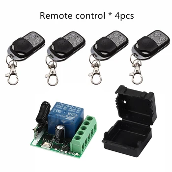 

433Mhz Universal Wireless Remote Control Switch DC12V 10A 1CH relay Receiver Module and 4pcs Transmitter 433 Mhz Remote Controls