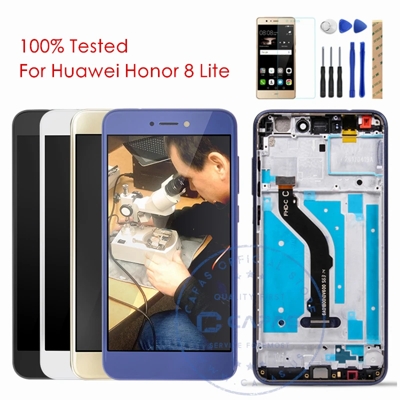 

For Huawei Honor 8 Lite LCD Display + Frame Honor8 Lite LCD Digitizer Touch Screen Panel Assembly Replacement Repair Spare Parts