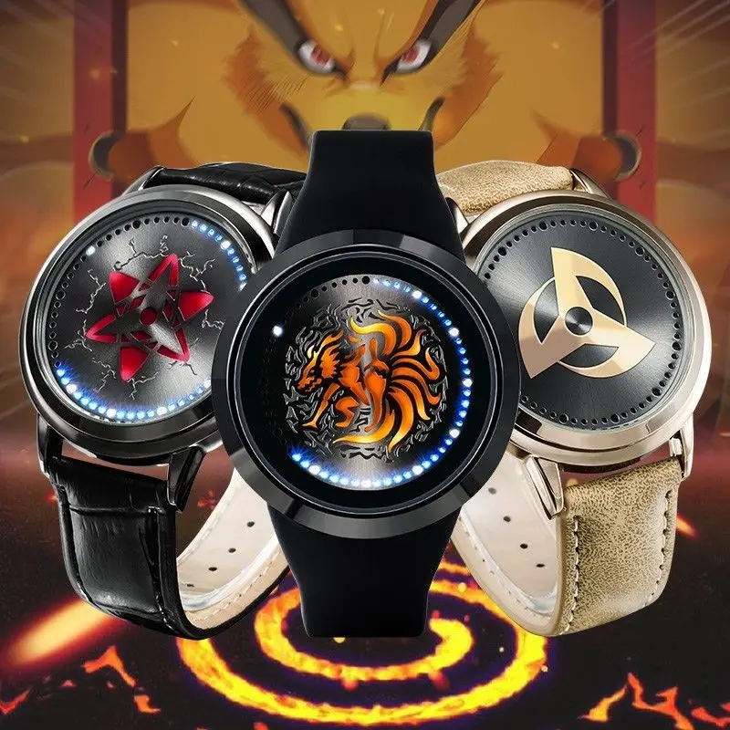 

NARUTO Uzumaki Kurama Sasuke Sharingan Led Watch Waterproof Touch Screen Digital Light Watch Wristwatch Cosplay Props Gift New