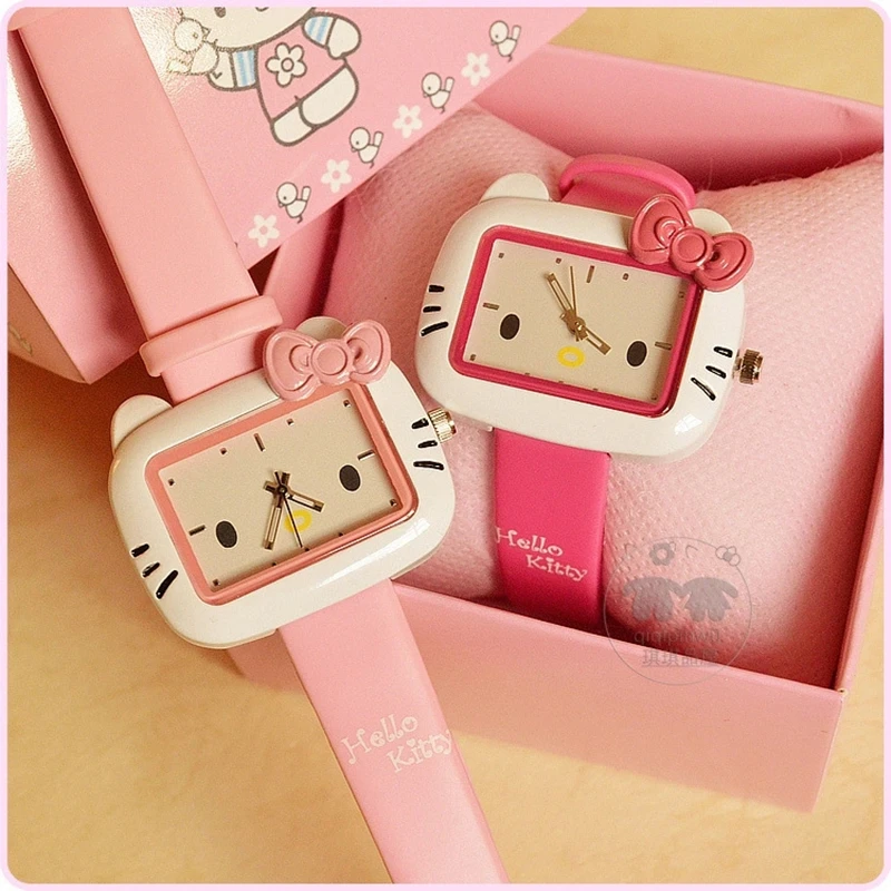 Korean Edition cute KT cat fashion female watch Hello Kitty cartoon child watch jelly color girl 1