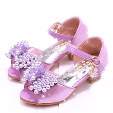 Mudipanda/сандалии для девочек; Летние лакированные сандалии для девочек с розовыми жемчужинами; Новинка года; детская обувь на высоком каблуке; белая обувь принцессы для танцев для девочек