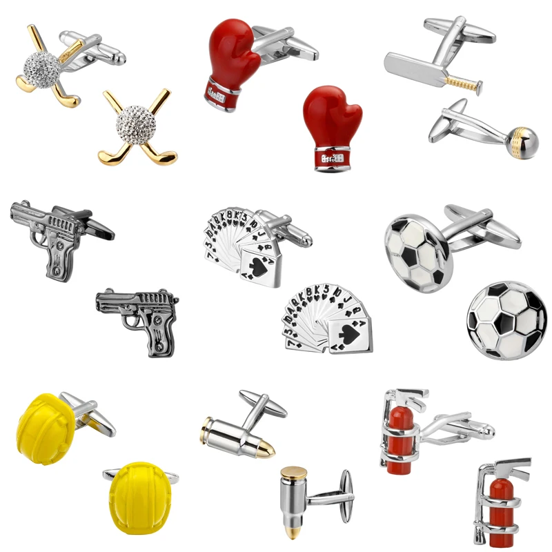 

Sports series shooting golf sports equipment design men poker bullet Cufflinks Wedding Cufflinks