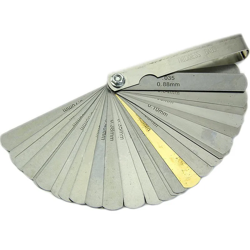 32 Blades Brass 0.04 0.88mm Feeler Gauge Metric Gap Filler Thickness