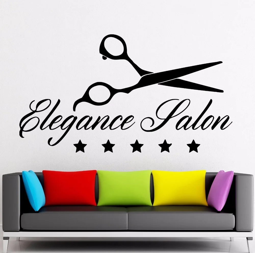 

YOYOYU Wall Decal Vinyl Art DIY Wall Sticker Elegance Salon Beauty Spa Scissors Stylist Removeable Beautiful Poster Decor YO336