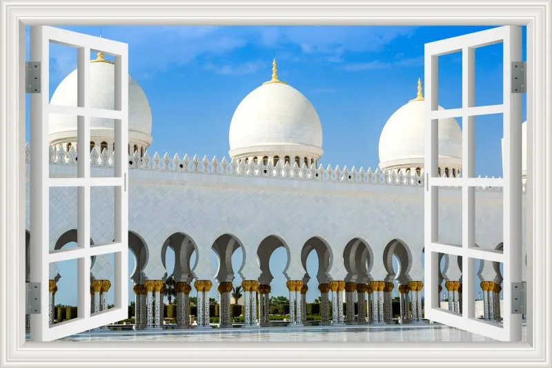 3d обои настенные наклейки с росписью Masjid Ислам Мусульманские настенные наклейки строительство вид окна домашний Декор виниловые наклейки для стен - Цвет: 1