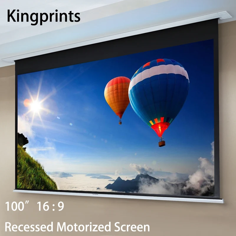 100inch 169 Recessed InCeiling Electric HD Projector Screen Remote