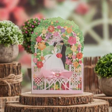 Bride Groom Garden Style Laser Cut Wedding Invitation Printable Customize Wedding Engagement Invitation Card CW6018