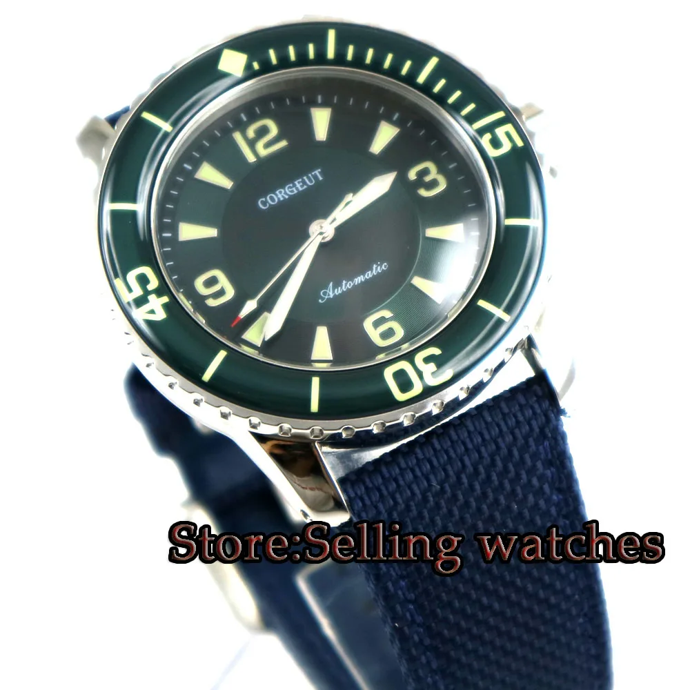 

Corgeut 45mm sport design clock luxury top brand mechanical Luminous hands Automatic Self-Wind Vintage mens watch