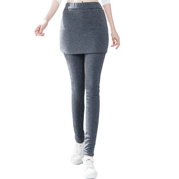 

2018 Autumn Winter Thick Velvet Leggings Women Plus Size 3XL Fake Two Piece Skinny Hip Skirt Leggings Trousers Slim Women D501