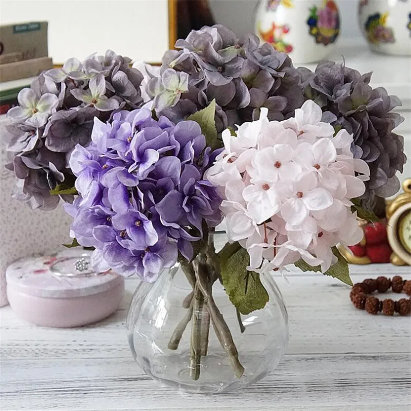 

New Arrivals 10pcs Oil Painting color Hydrangea flowers artificial hydrangeas for wedding centerpieces Table Decoration 8 Colors