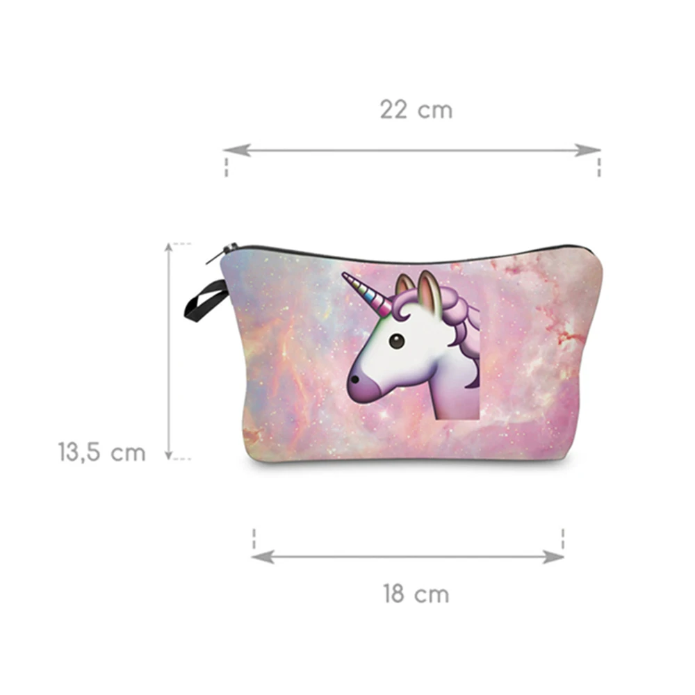 GABWE الطباعة لطيف يونيكورن التجميل حقيبة متعدد الألوان نمط المرأة السفر أدوات الزينة المكياج حقيبة مستحضرات التجميل الحقيبة ماكياج المنظم