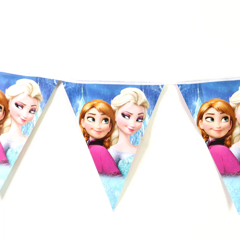 3m 12 флагов/набор, вечерние флаги с изображением королевы Эльзы, принцессы Анны, флага для детей, украшения для дня рождения, Детские принадлежности для тематической вечеринки