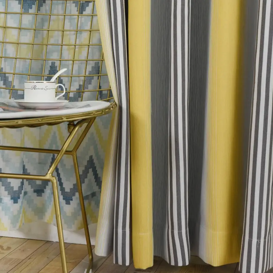 

European Style Simple Modern Curtain Shading Stripe Cotton and Linen Curtain curtains for living room curtains for bedroom