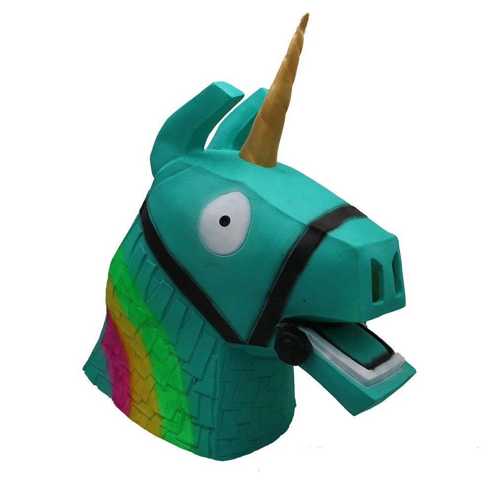

Colorfull Unicorn Latex Mask Halloween Accessories Costumes Women Animal Helmet Cosplay ,GreenHorse Head Mask For Men Adult