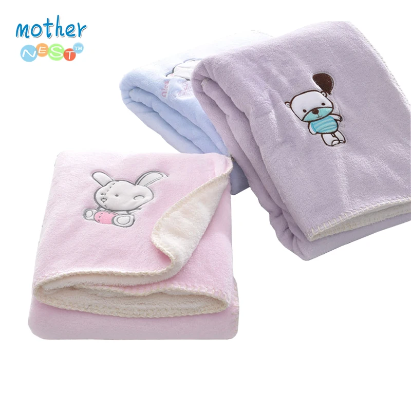 Одеяло из кораллового флиса с рисунком медведя из мультфильма, Двухслойное, для новорожденных мальчиков и девочек, накидка розового/голубого/фиолетового цвета, 30 ''x 40'', супер мягкая, отличный подарок