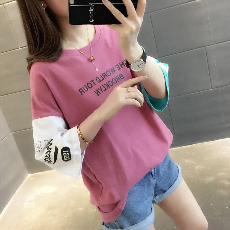 Корейские Топы Ulzzang футболка для женщин летний топ в стиле Харадзюку с надписью и