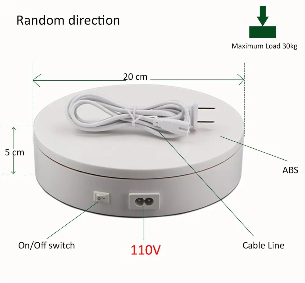 ComXim 20 см 7.87in 110 V Электрический поворотный стол 25sec/lap случайный поворот продукта