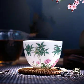 

Jingdezhen Porcelain Tea Cup Hand Painted Enamel Tea Cup Exquisite Drinkware Office Tea Ceremony Small Bowl Decor Collection