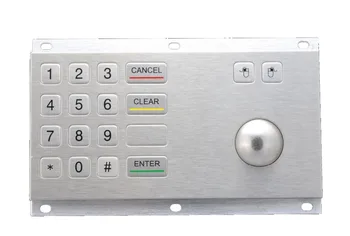 

USB&PS2 Spill Proof Compact Format Panel Mount 16 flush keys numeric Keypad with 38mm Metal Trackball Industrial Pointing Device