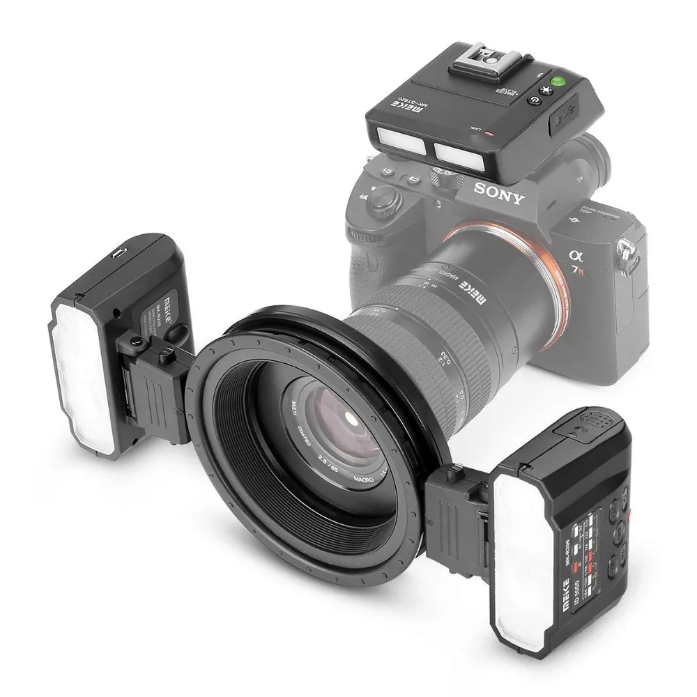 Meike MK-MT24 Macro Twin Lite Speedlite TTL LED Macro Flash for Canon Nikon Sony A9 A7 III A7RIII MI Hot Shoe Mount Camera