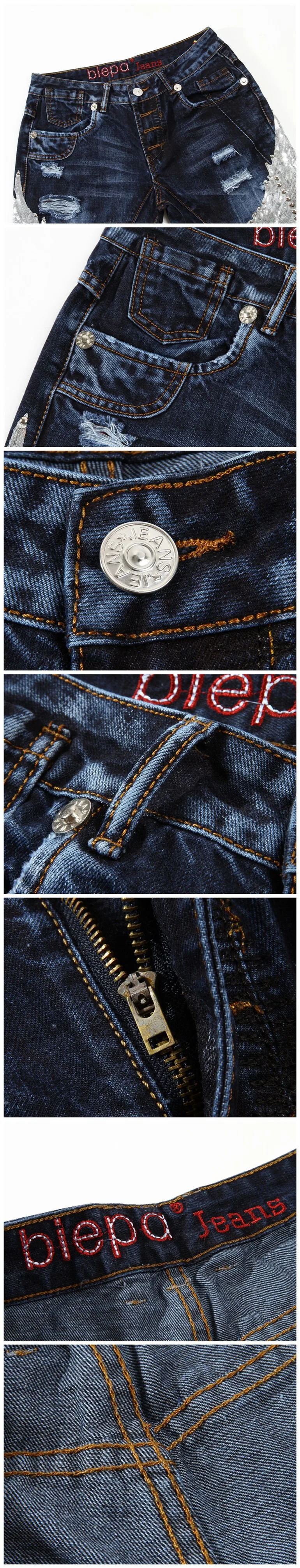 Размер 28-38 новые дизайнерские джинсы с вышивкой в виде Крыльев Орла мужские высококачественные Прямые рваные джинсы для мужчин Повседневная джинсовая одежда
