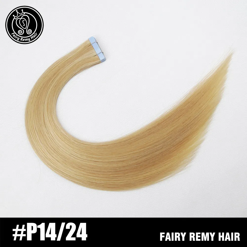 P14/24 Накладные волосы на ленте, человеческие волосы, натуральные волосы Remy для наращивания, волосы для наращивания, цвет платины, блонд, 2,0 г/шт., 16 ВКЛ, 40 г/упак - Цвет: P14/24