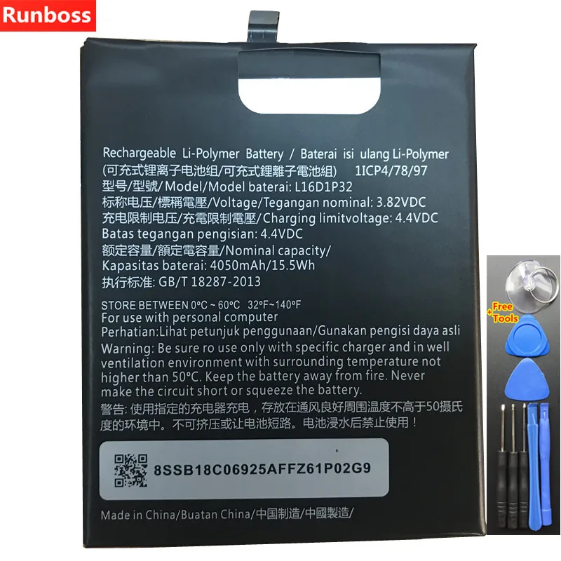 

100% New Original 4050mAh Battery L16D1P32 for Lenovo PB2-670N, PB2-690N, Phab 2, + Tools