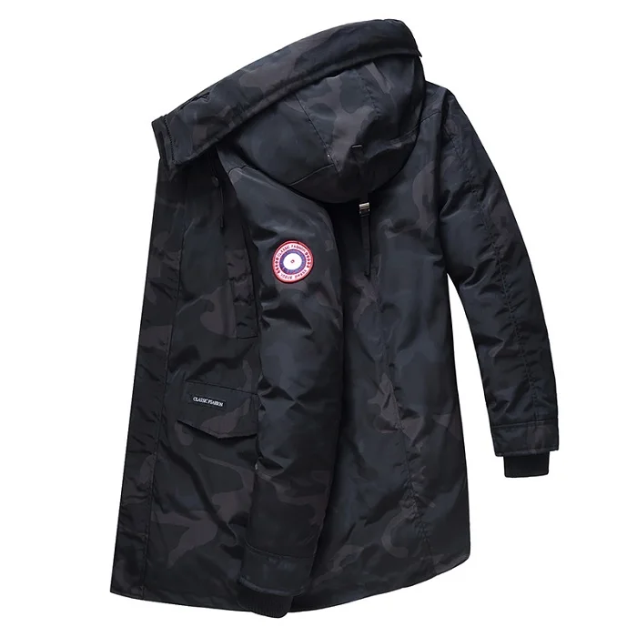 Новинка, длинное зимнее пальто для мужчин, толстые теплые зимние куртки, повседневная мужская парка с капюшоном, верхняя одежда, хлопковая стеганая куртка, Размер 6XL 7XL 8XL - Цвет: Black 2