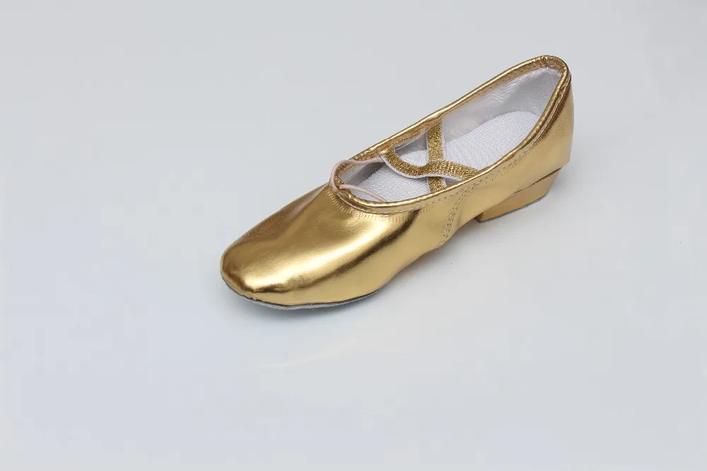 Мягкие балетки для женщин и девочек; обувь для занятий танцами; женская Танцевальная обувь из искусственной кожи; цвет золотистый, Серебристый; обувь для выступлений