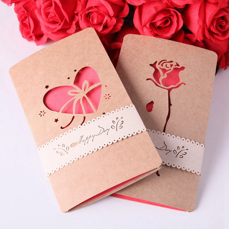  3D Laser Cut Handmade Wedding Retro Flamingos Rose Heart Paper Invitation Greeting Cards Valentine' - 32872863650