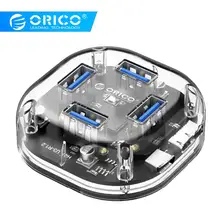 Orico usb 투명 허브 4 포트 usb 3.0 허브 분배기 스위치 moblie 전화 용 5 gbps 고속 허브 macbook air 노트북 pc 태블릿(China)