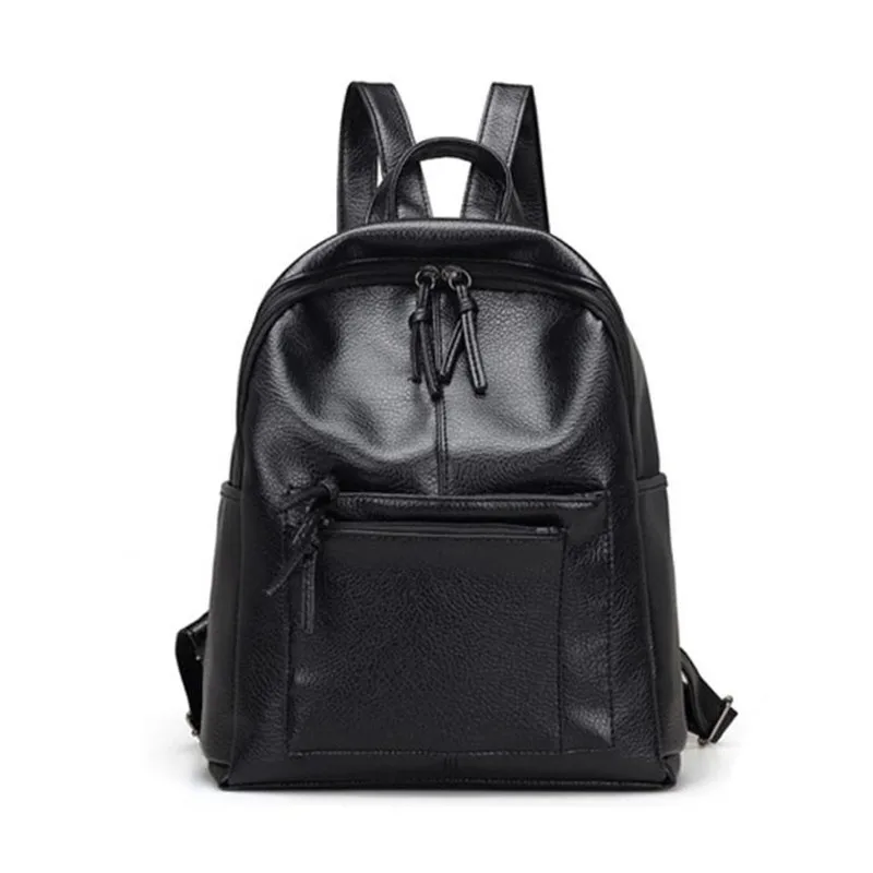 Black Leather School Travel Rucksack Bags Satchel Shoulder Backpack Women backpacks for teenage girls boys mochilas women bag Black Leather School Travel Rucksack Bags Satchel Shoulder Backpack Women backpacks for teenage girls boys mochilas women bag