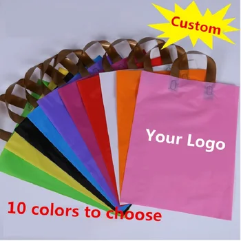 

500pcs/lot Custom High quality plastic shopping Bags with logo,plastic jewelry pouch Packing Carrier Bags, 15 colors to choose