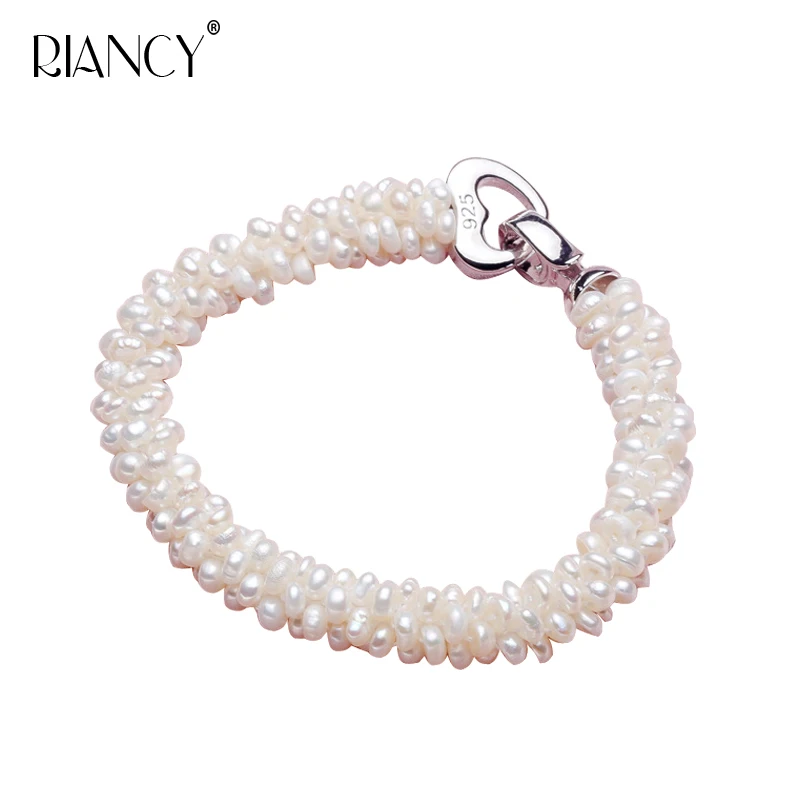 

New Fashion Natural freshwater white pearl bracelets Handmade Small pearl woven bracelet for women wedding gift
