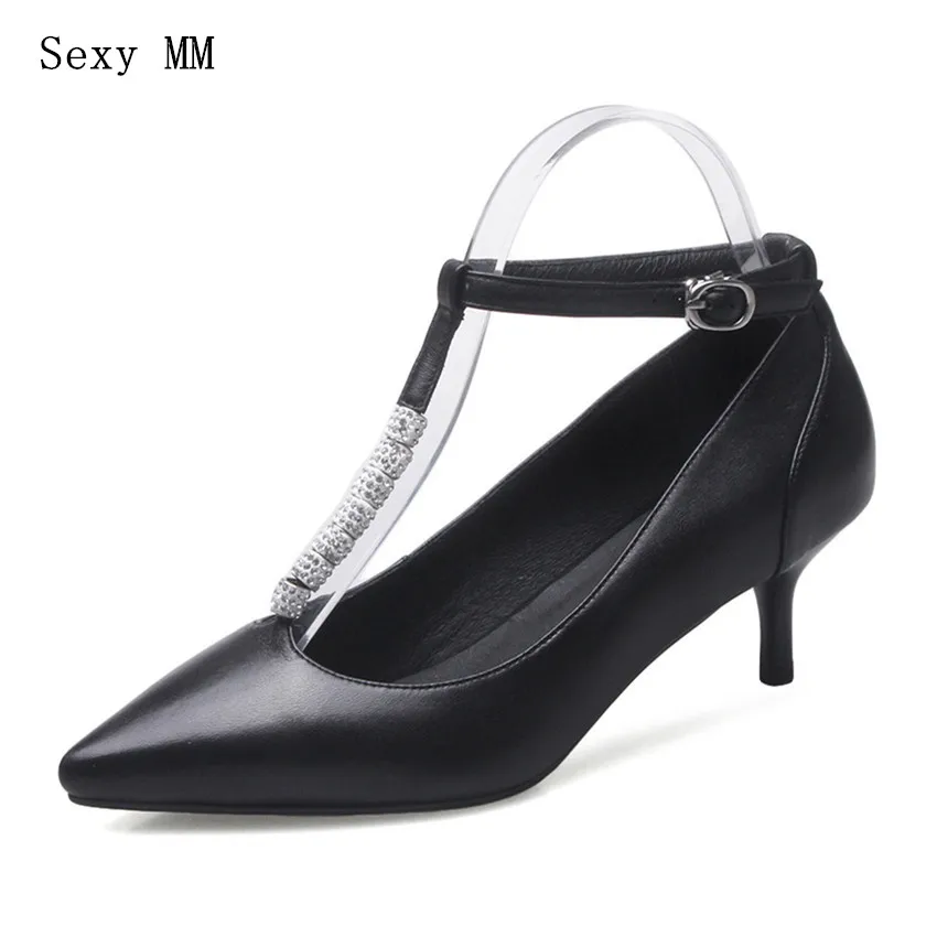 

Genuine Leather Stiletto High Heels Women Pumps Woman High Heel Wedding Party Shoes Kitten Heels Plus Size 33 - 40 High Quality