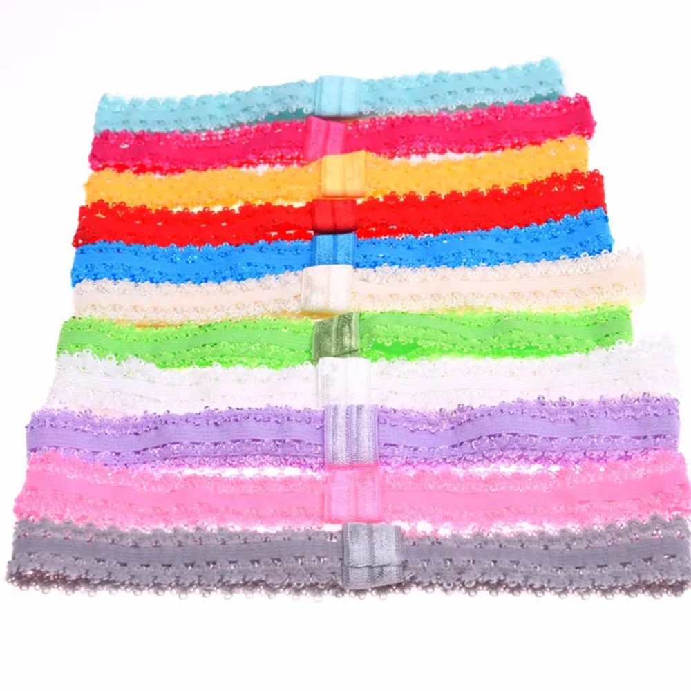 

10Pcs Newborn Baby Lace Headbands Girls Hairbands Elastic Head Bands Random Color